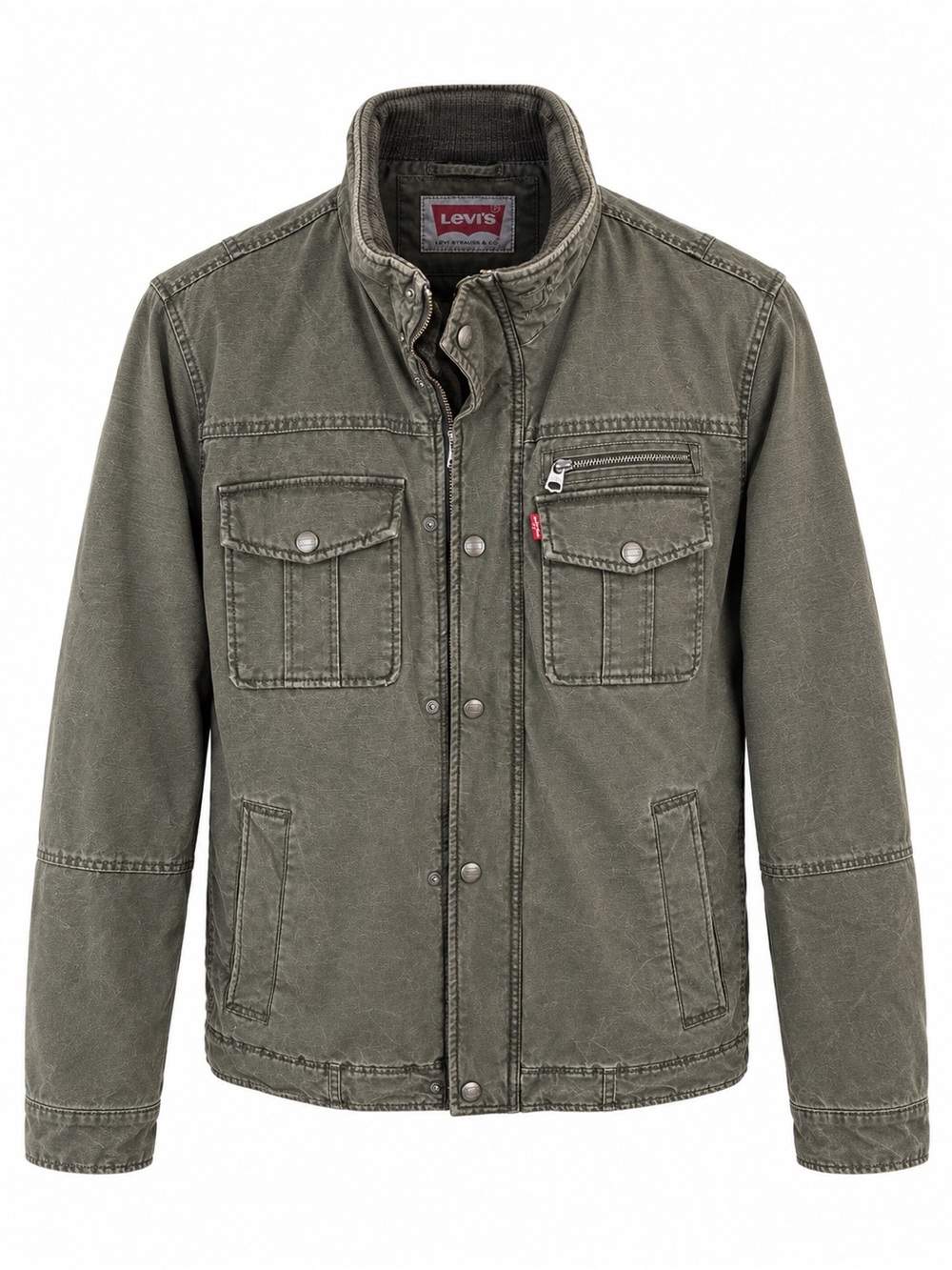 Levi’s Washed Cotton Four Pocket Military Jacket / Cotton Military Jacket Olive